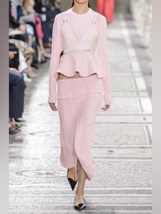 Proenza Schouler Dresses & Skirts - Proenza Schouler RIBBED STRETCH-KNIT MIDI SKIRT IN BABY PINK Sz large NWT